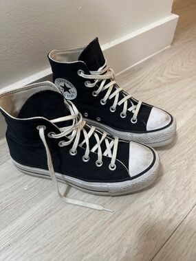 Converse High Top Platform Sneakers - Black and White